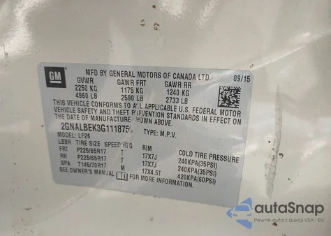 2016 Chevrolet Equinox Ls z USA, uszkodzony, nr VIN 2GNALBEK3G1118759